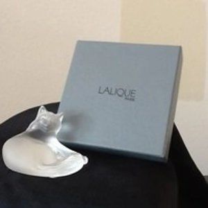 LALIQUE Happy Cat Figurine, Authentic, MIB, Signed